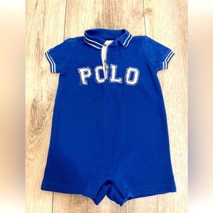 Ralph Lauren Boys 6 M Romper Blue Polo
